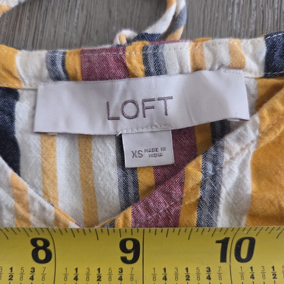 LOFT Striped Cami Tank Top XS Yellow Blue Back Tie Cute Coastal Sailor Chic - Picture 10 of 10